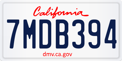 CA license plate 7MDB394