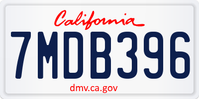 CA license plate 7MDB396