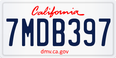 CA license plate 7MDB397