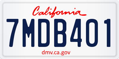 CA license plate 7MDB401