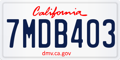 CA license plate 7MDB403