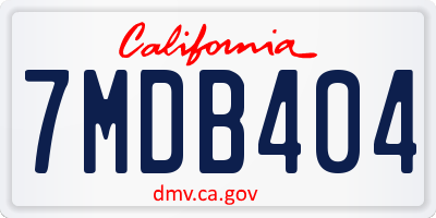 CA license plate 7MDB404