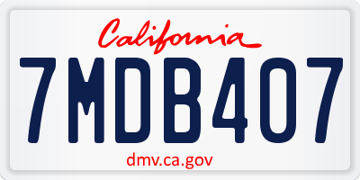 CA license plate 7MDB407