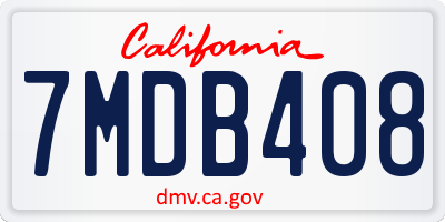 CA license plate 7MDB408