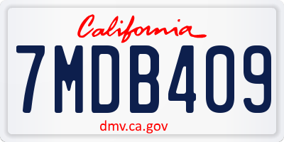 CA license plate 7MDB409
