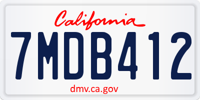 CA license plate 7MDB412