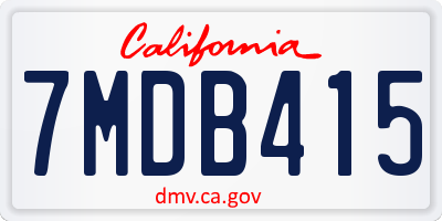 CA license plate 7MDB415