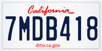 CA license plate 7MDB418