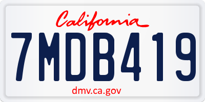 CA license plate 7MDB419