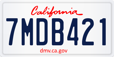 CA license plate 7MDB421