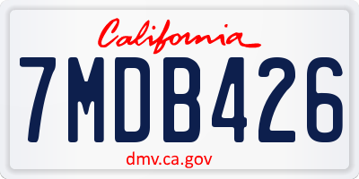 CA license plate 7MDB426