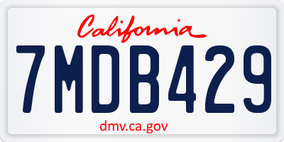CA license plate 7MDB429