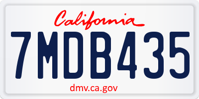 CA license plate 7MDB435