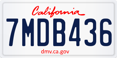 CA license plate 7MDB436