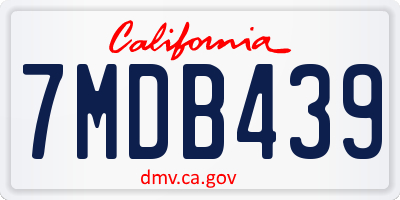 CA license plate 7MDB439