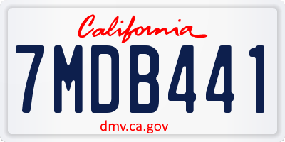 CA license plate 7MDB441