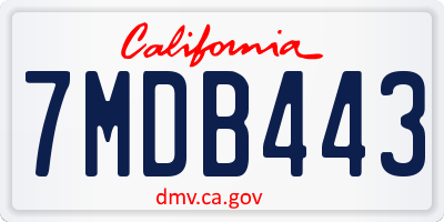 CA license plate 7MDB443