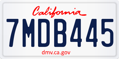 CA license plate 7MDB445