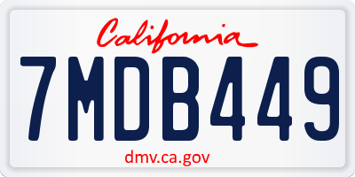 CA license plate 7MDB449