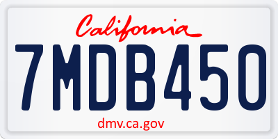 CA license plate 7MDB450