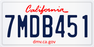 CA license plate 7MDB451