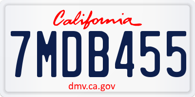 CA license plate 7MDB455