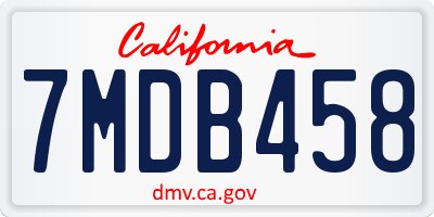 CA license plate 7MDB458
