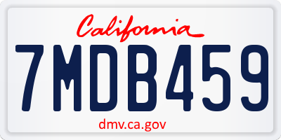 CA license plate 7MDB459
