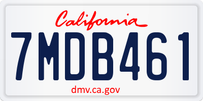 CA license plate 7MDB461