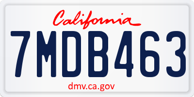 CA license plate 7MDB463