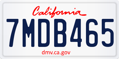 CA license plate 7MDB465