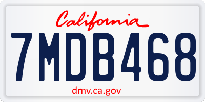 CA license plate 7MDB468