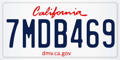 CA license plate 7MDB469