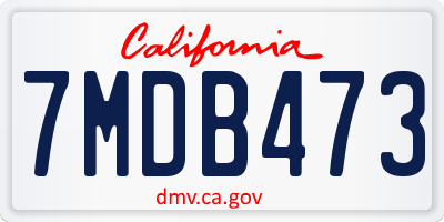 CA license plate 7MDB473