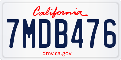 CA license plate 7MDB476