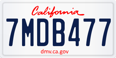 CA license plate 7MDB477