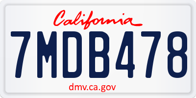 CA license plate 7MDB478