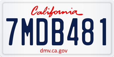 CA license plate 7MDB481