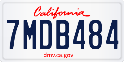 CA license plate 7MDB484