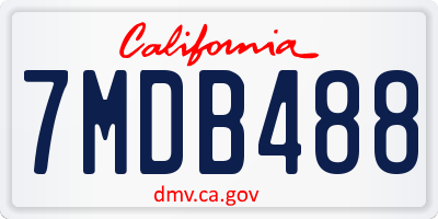 CA license plate 7MDB488