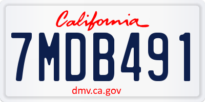 CA license plate 7MDB491