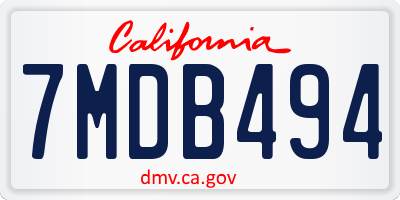 CA license plate 7MDB494