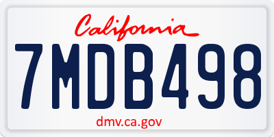 CA license plate 7MDB498