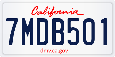 CA license plate 7MDB501