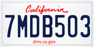 CA license plate 7MDB503