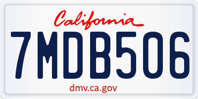 CA license plate 7MDB506