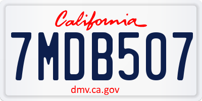 CA license plate 7MDB507