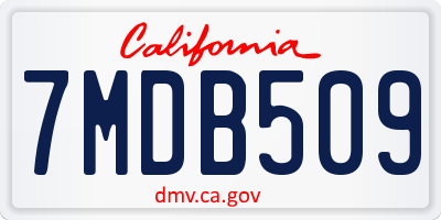 CA license plate 7MDB509