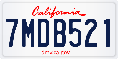 CA license plate 7MDB521