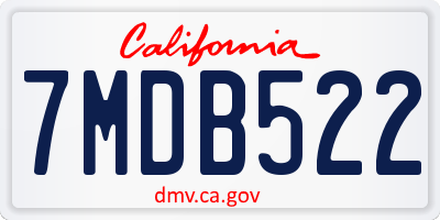 CA license plate 7MDB522